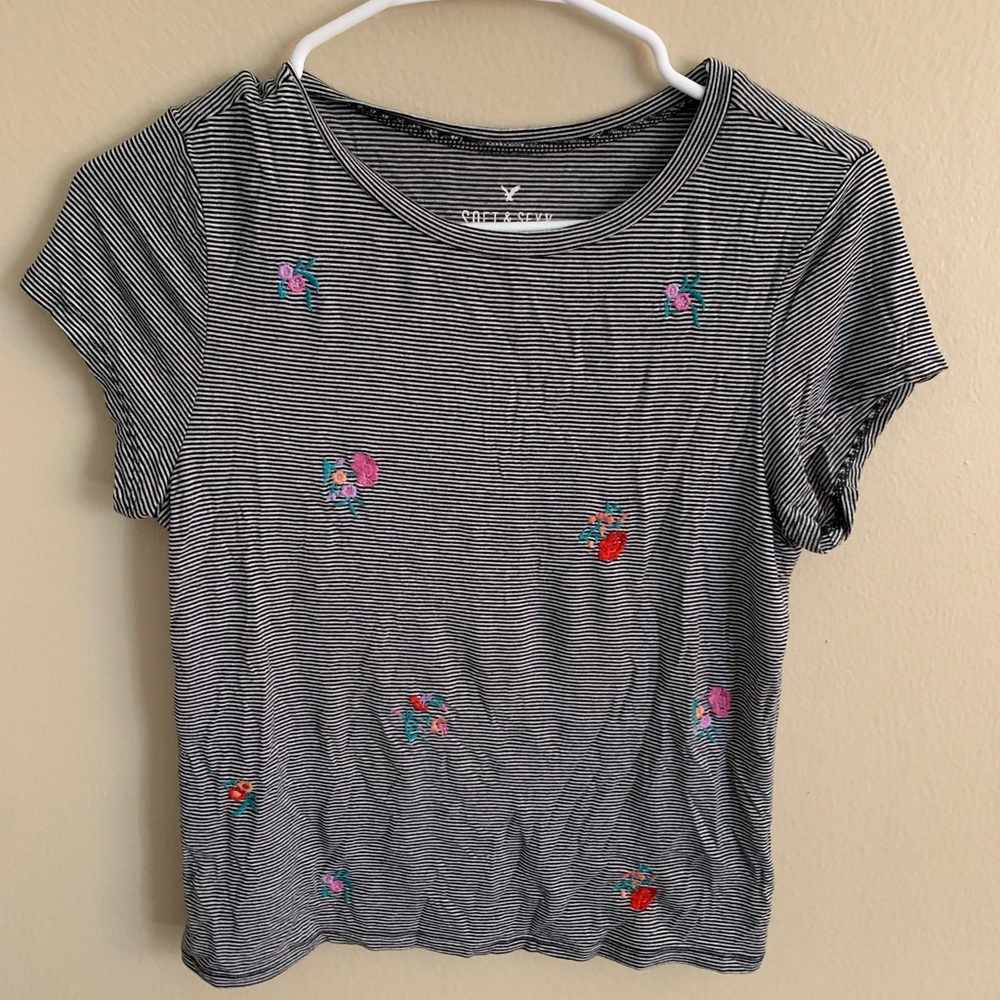 ⭐️3for$15 AEO soft and sexy floral t shirt stripe